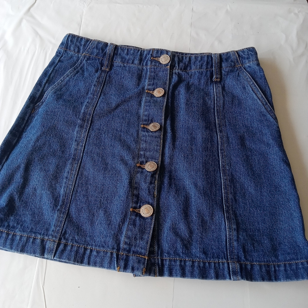 Denim Button-Front Skirt Forever 21